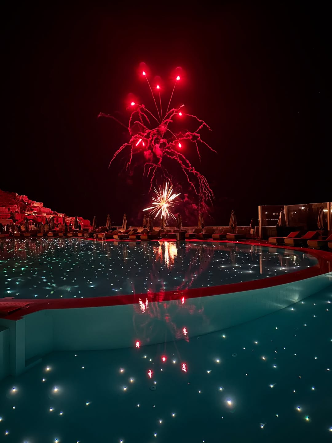 Mykonos light up pool & fireworks
